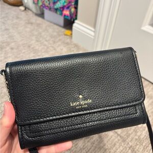 Kate Spade Black Leather Crossbody Wallet Bag